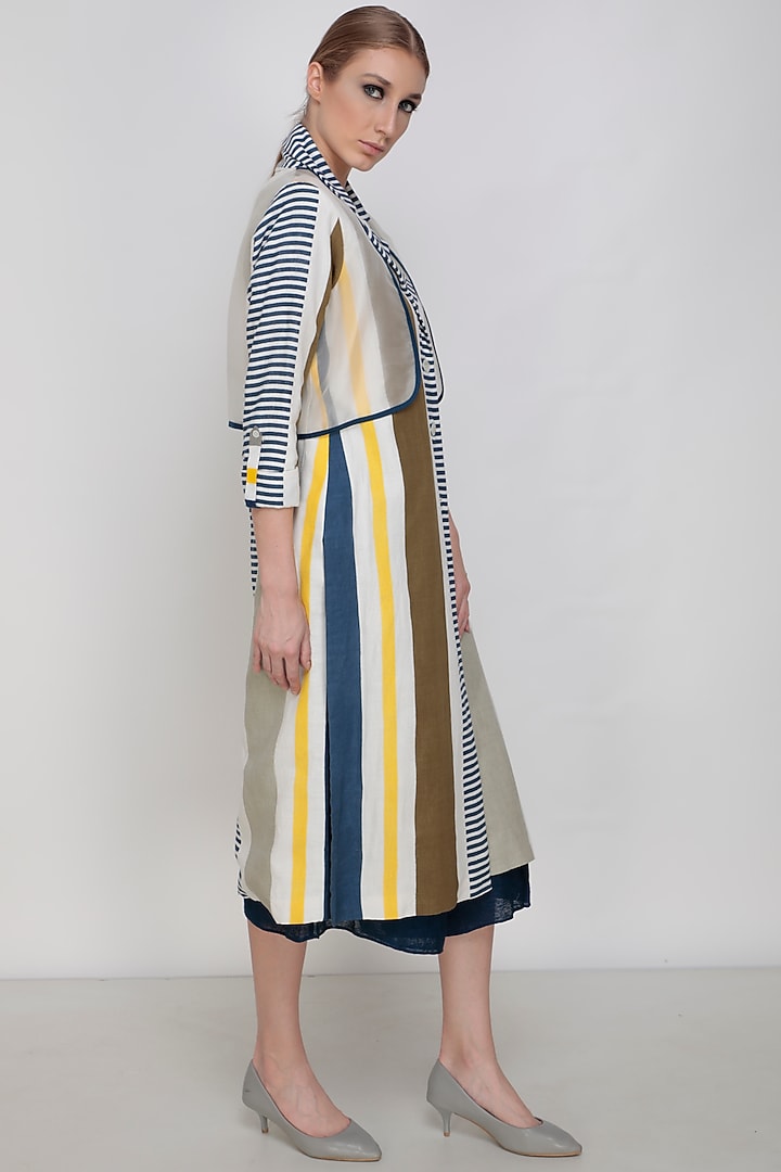 Multi Colored Striped Jacket Set by Arcvsh by Pallavi Singh at Pernia's Pop Up Shop
