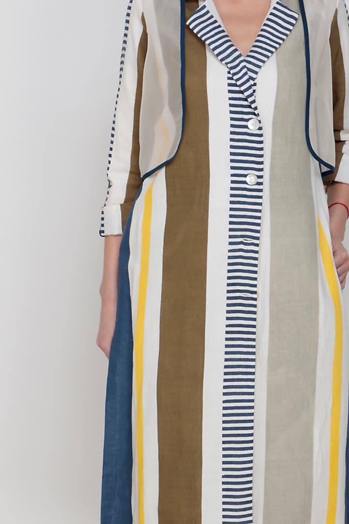 Multi Colored Striped Jacket Set by Arcvsh by Pallavi Singh at Pernia's Pop Up Shop