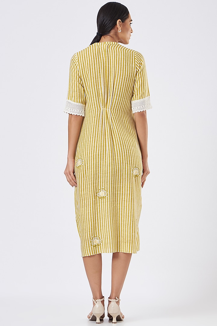 Yellow Pleated Corsage Summer Dress by Arcvsh by Pallavi Singh at Pernia's Pop Up Shop