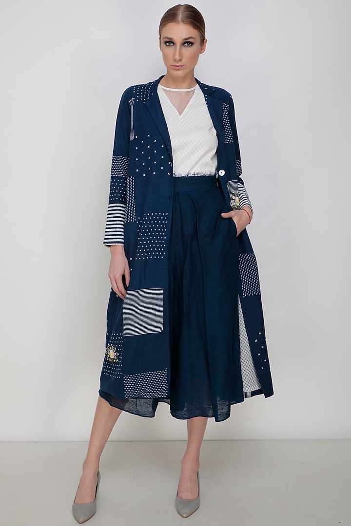 Cobalt Blue Embroidered Jacket Set by Arcvsh by Pallavi Singh at Pernia's Pop Up Shop