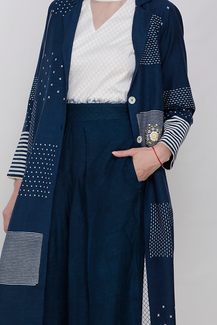 Cobalt Blue Embroidered Jacket Set by Arcvsh by Pallavi Singh at Pernia's Pop Up Shop