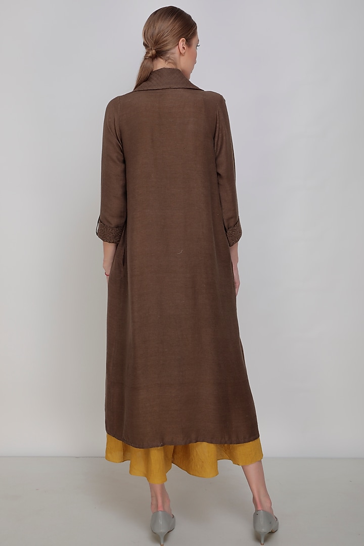 Mustard Block Printed Jumpsuit With Jacket by Arcvsh by Pallavi Singh at Pernia's Pop Up Shop