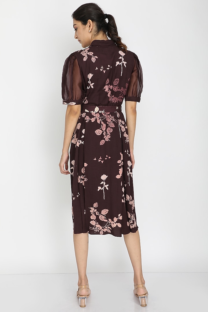Dark Grape Printed Summer Dress by Arcvsh by Pallavi Singh at Pernia's Pop Up Shop