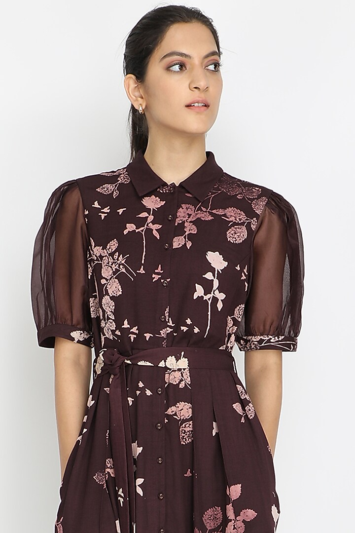 Dark Grape Printed Summer Dress by Arcvsh by Pallavi Singh at Pernia's Pop Up Shop