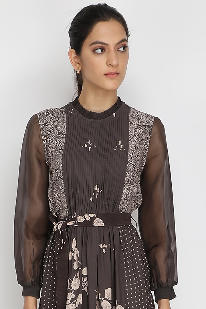 Grey Printed Summer Dress by Arcvsh by Pallavi Singh at Pernia's Pop Up Shop