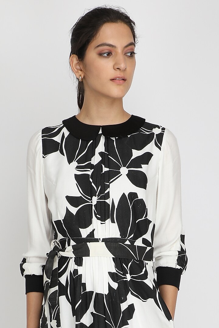 Black & Ivory Printed Summer Dress by Arcvsh by Pallavi Singh at Pernia's Pop Up Shop