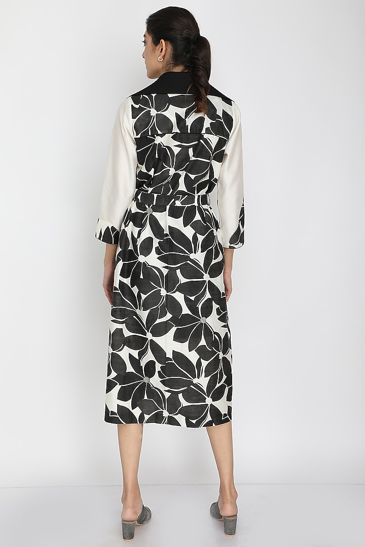 Black & Ivory Printed Summer Dress With Belt by Arcvsh by Pallavi Singh at Pernia's Pop Up Shop