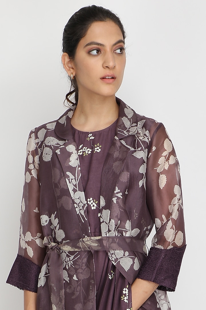 Lavender Printed Jacket Vacation Dress by Arcvsh by Pallavi Singh at Pernia's Pop Up Shop