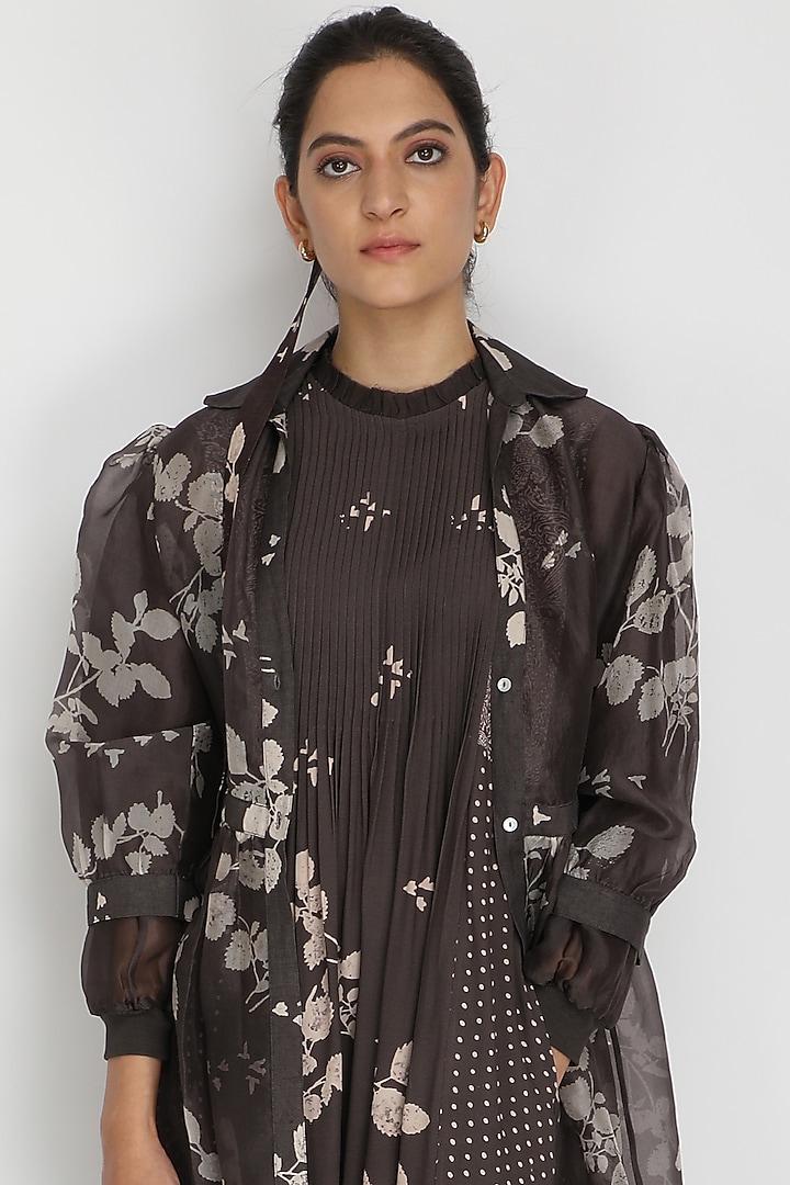Grey Printed Jacket Vacation Dress by Arcvsh by Pallavi Singh at Pernia's Pop Up Shop