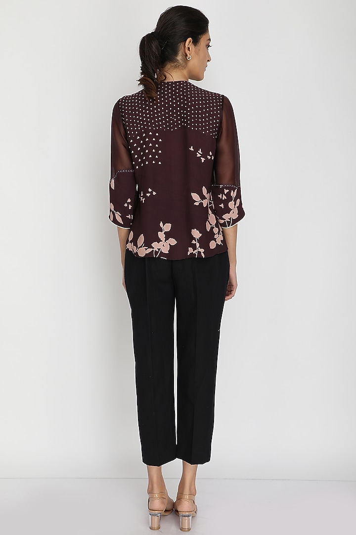 Old Rose Georgette Printed Top by Arcvsh by Pallavi Singh at Pernia's Pop Up Shop