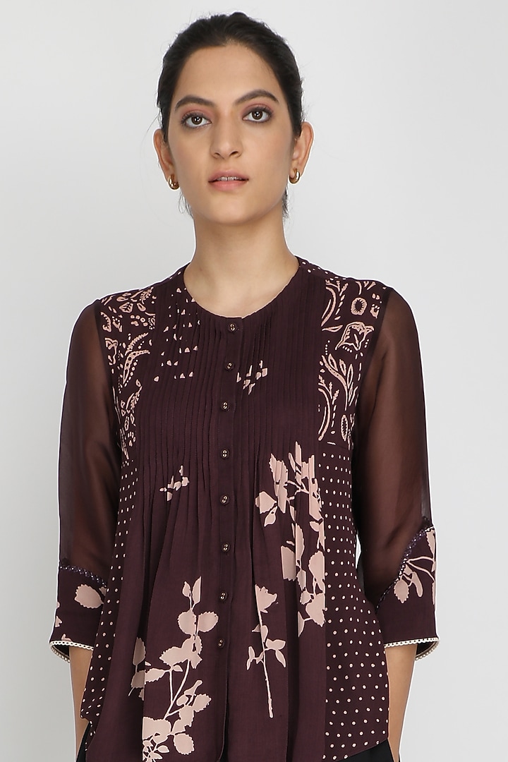 Old Rose Georgette Printed Top by Arcvsh by Pallavi Singh at Pernia's Pop Up Shop