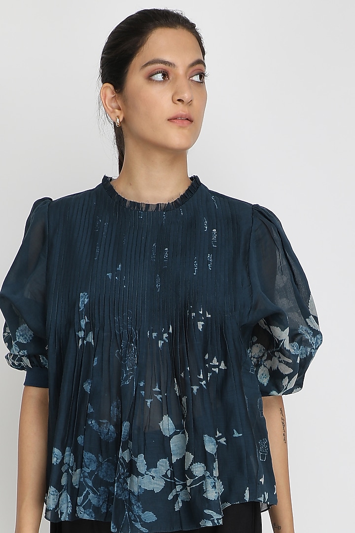 Blue Printed Top by Arcvsh by Pallavi Singh at Pernia's Pop Up Shop