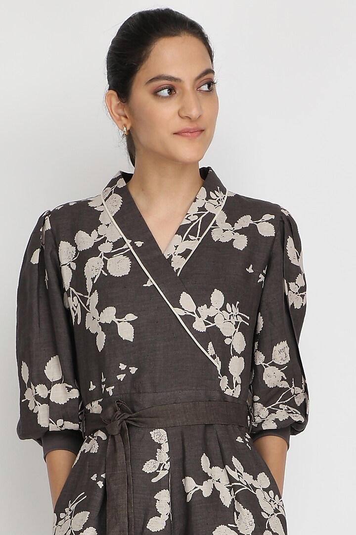 Dark Grey Printed Jumpsuit by Arcvsh by Pallavi Singh at Pernia's Pop Up Shop
