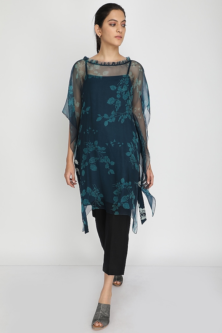 Blue Printed Tunic With Slip by Arcvsh by Pallavi Singh