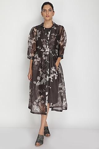 Dark Grey Printed Jacket Set by Arcvsh by Pallavi Singh