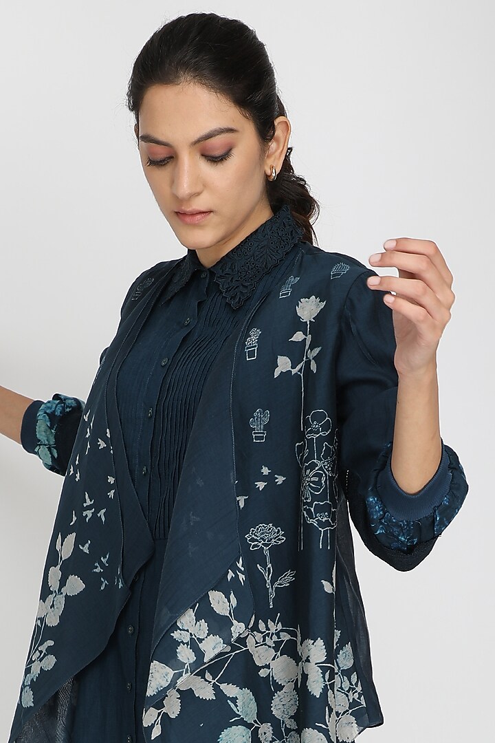 Blue Printed A-Line Summer Dress by Arcvsh by Pallavi Singh at Pernia's Pop Up Shop