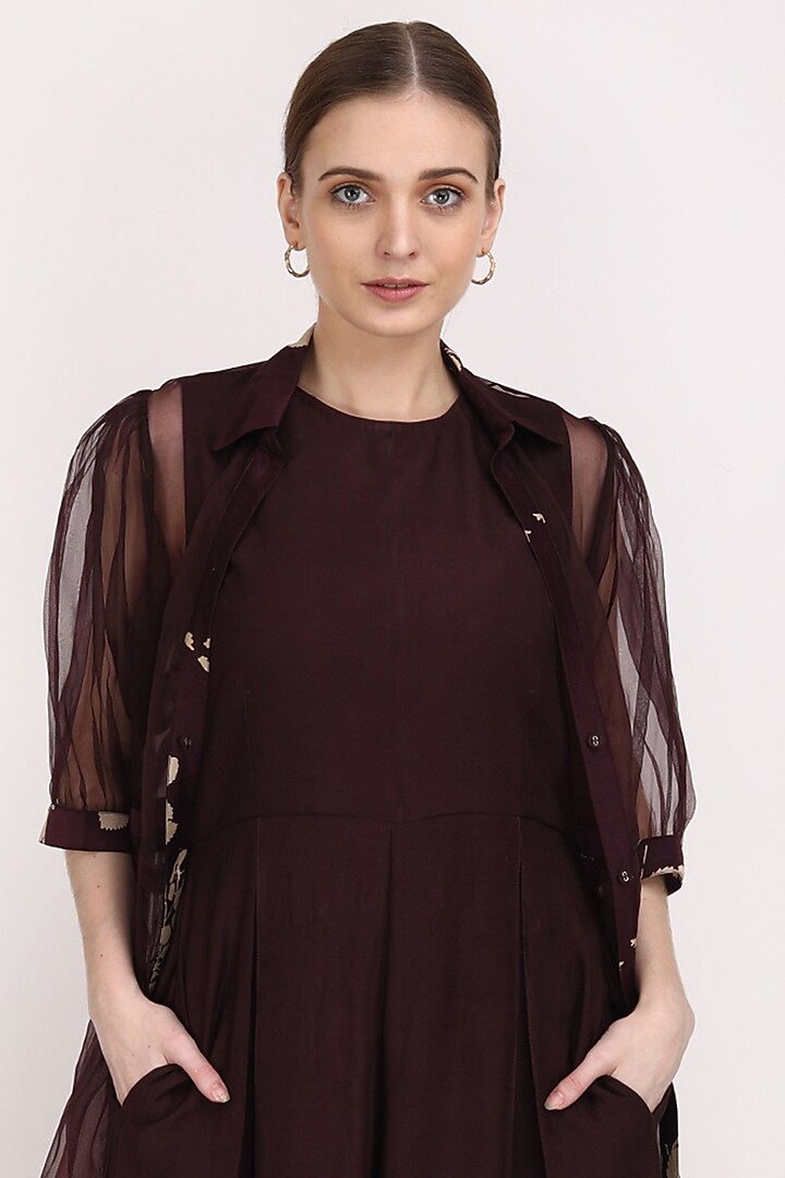 Grape Organza Jacket Set by Arcvsh by Pallavi Singh at Pernia's Pop Up Shop