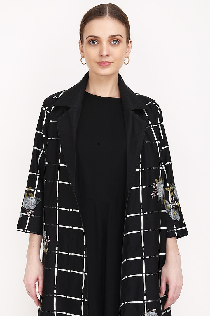 Black Checkered Jacket Set by Arcvsh by Pallavi Singh at Pernia's Pop Up Shop
