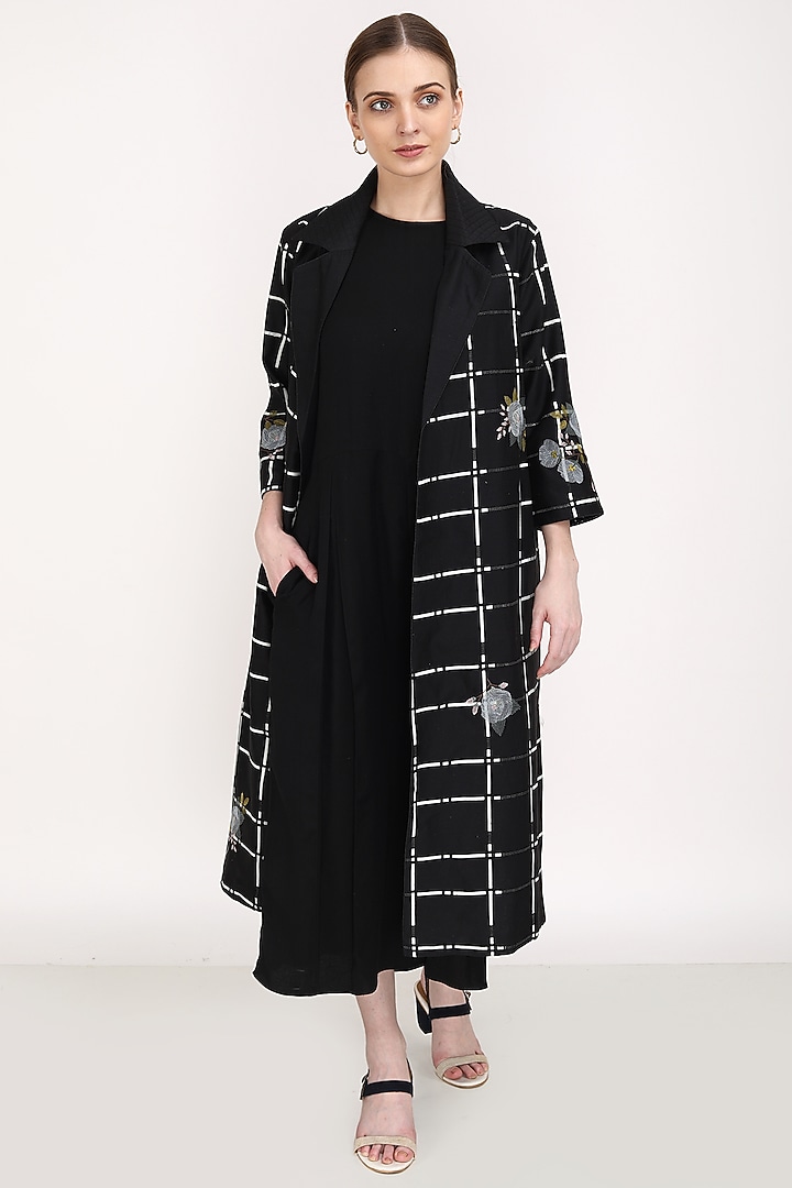 Black Checkered Jacket Set by Arcvsh by Pallavi Singh at Pernia's Pop Up Shop
