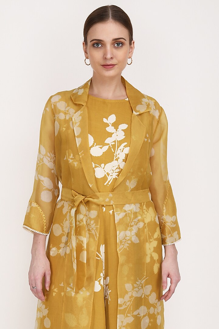 Ochre Yellow Printed Jumpsuit by Arcvsh by Pallavi Singh at Pernia's Pop Up Shop