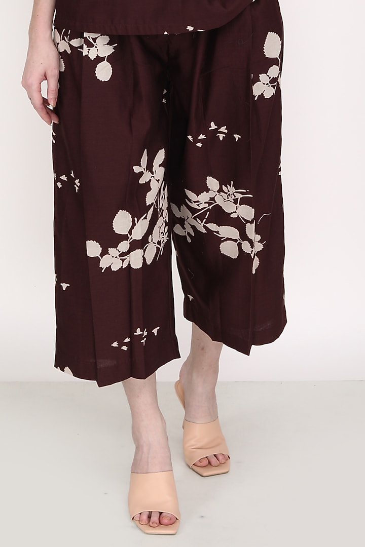 Grape Wine Silk Chanderi Printed Pant Set by Arcvsh by Pallavi Singh at Pernia's Pop Up Shop
