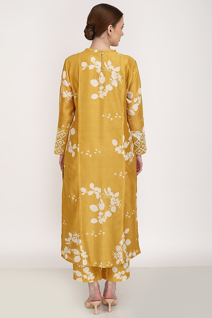 Ochre Yellow Printed Tunic Set by Arcvsh by Pallavi Singh at Pernia's Pop Up Shop