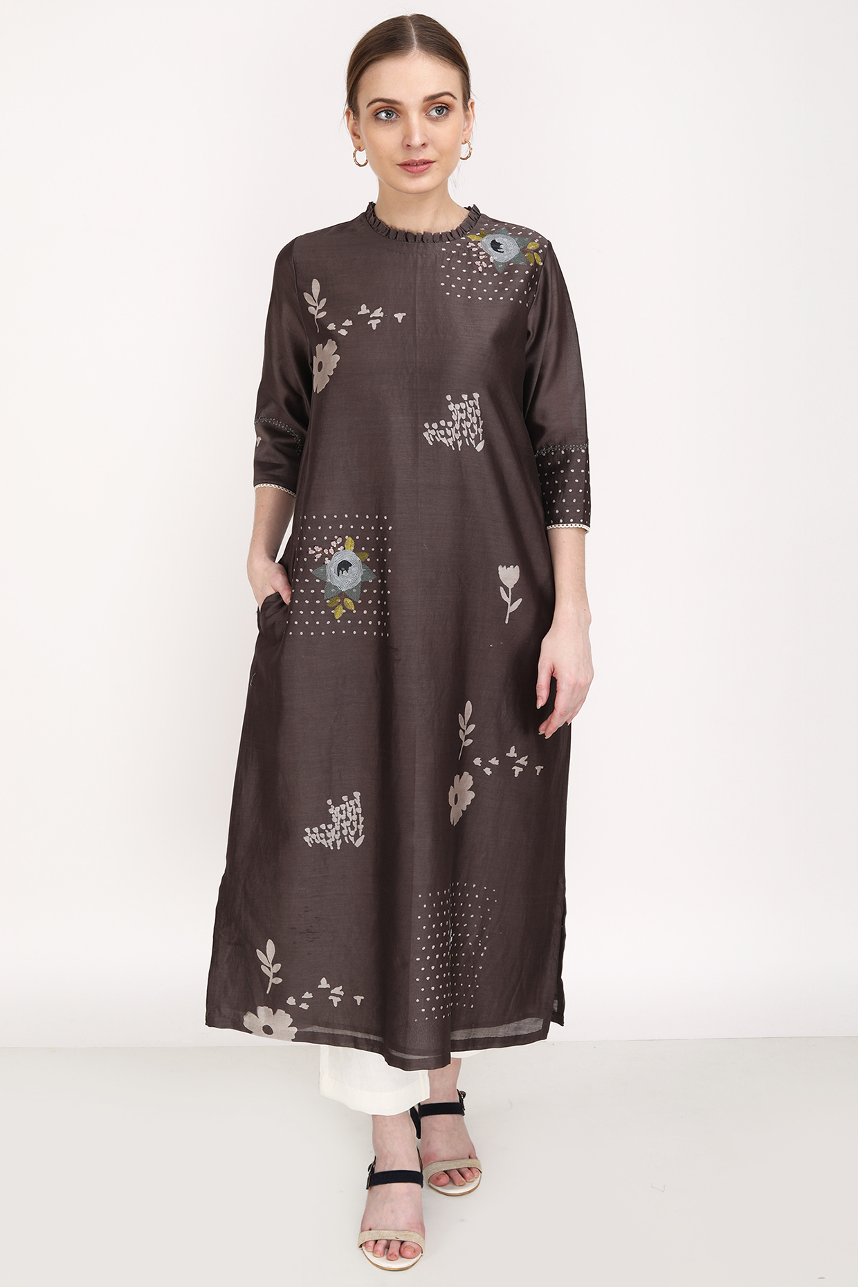 Grey Silk Tunic Set by Arcvsh by Pallavi Singh at Pernia's Pop Up Shop