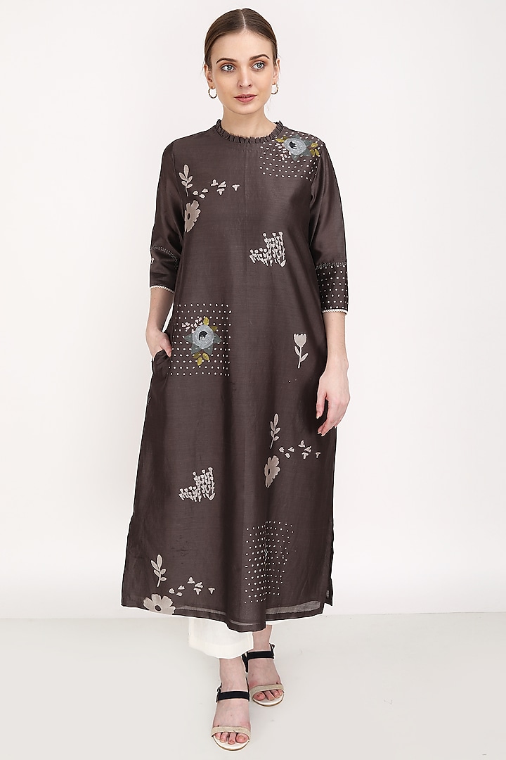 Grey Silk Tunic Set by Arcvsh by Pallavi Singh at Pernia's Pop Up Shop