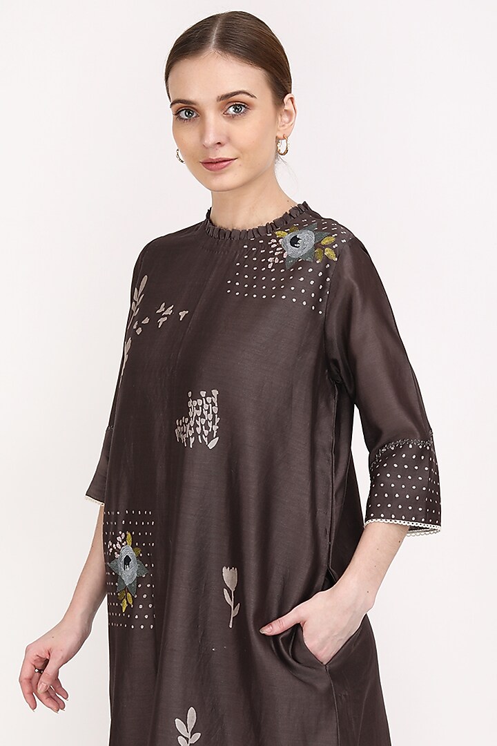 Grey Silk Tunic Set by Arcvsh by Pallavi Singh at Pernia's Pop Up Shop