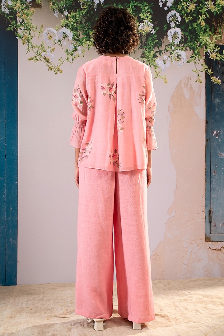 Pink Silk Chanderi Co-Ord Set by Arcvsh by Pallavi Singh at Pernia's Pop Up Shop