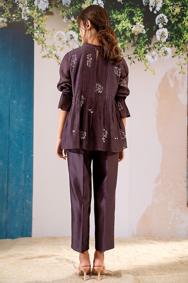 Lavender Silk Chanderi Block Printed Co-Ord Set by Arcvsh by Pallavi Singh at Pernia's Pop Up Shop