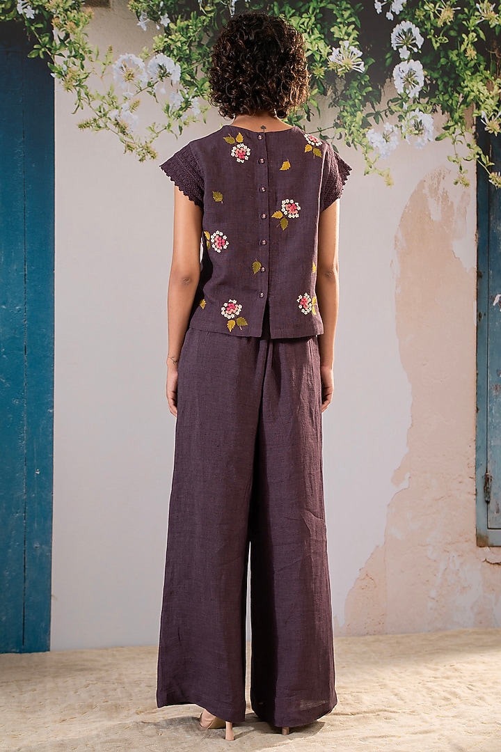 Lavender Linen Block Printed Co-Ord Set by Arcvsh by Pallavi Singh at Pernia's Pop Up Shop