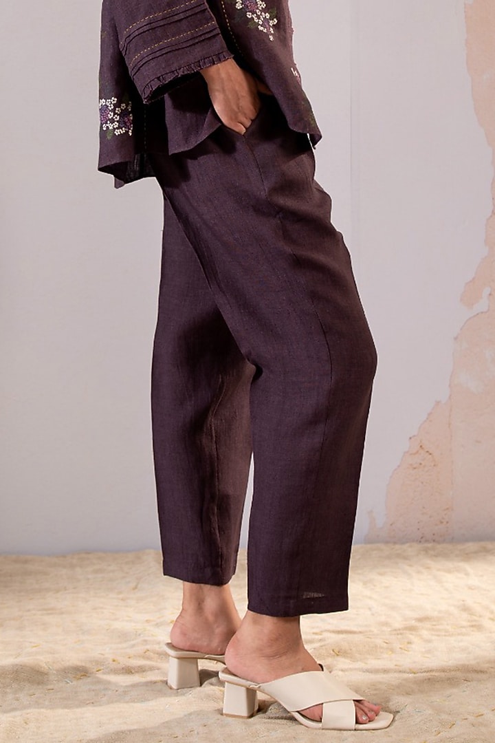 Lavender Linen Block Printed Co-Ord Set by Arcvsh by Pallavi Singh at Pernia's Pop Up Shop