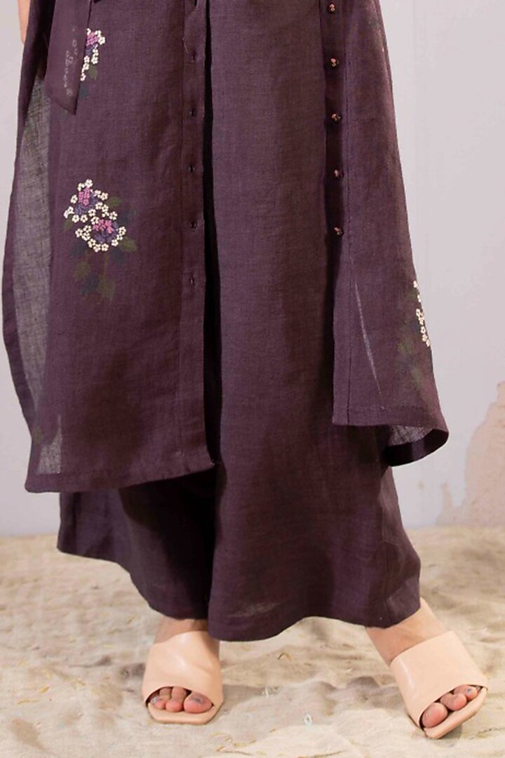 Lavender Linen Block Printed Co-Ord Set by Arcvsh by Pallavi Singh at Pernia's Pop Up Shop