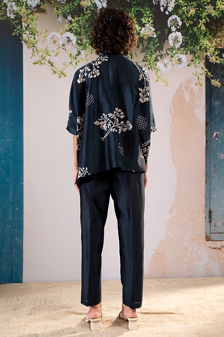 Indigo Silk Chanderi Printed Co-Ord Set by Arcvsh by Pallavi Singh at Pernia's Pop Up Shop