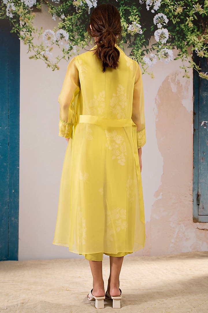 Lemon Yellow Bemberg Printed Jumpsuit With Jacket by Arcvsh by Pallavi Singh at Pernia's Pop Up Shop
