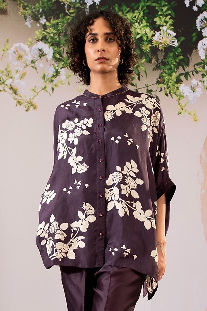 Lavender Silk Chanderi Printed Co-Ord Set by Arcvsh by Pallavi Singh at Pernia's Pop Up Shop