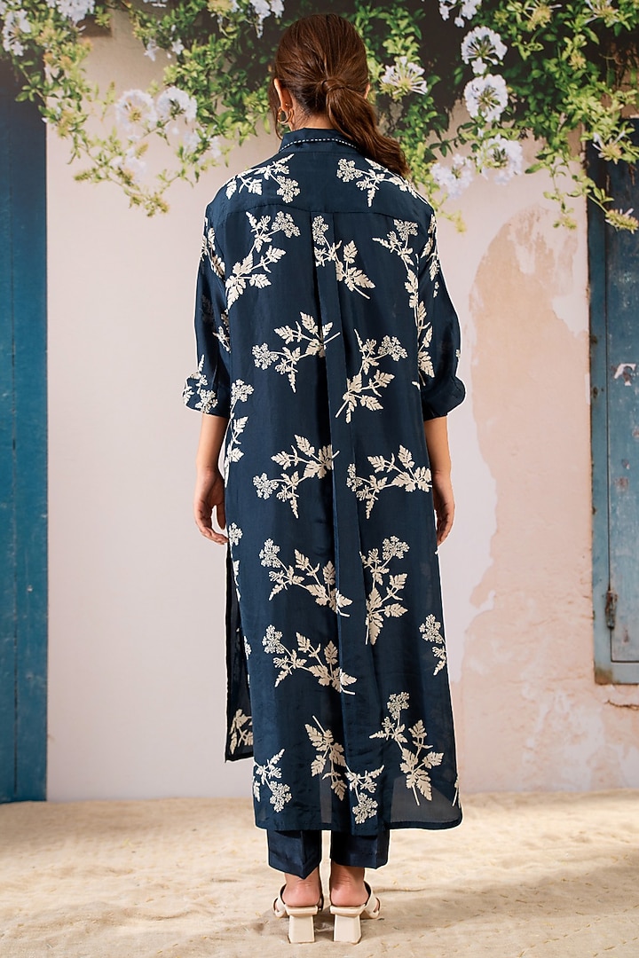 Indigo Silk Printed Co-Ord Set by Arcvsh by Pallavi Singh at Pernia's Pop Up Shop