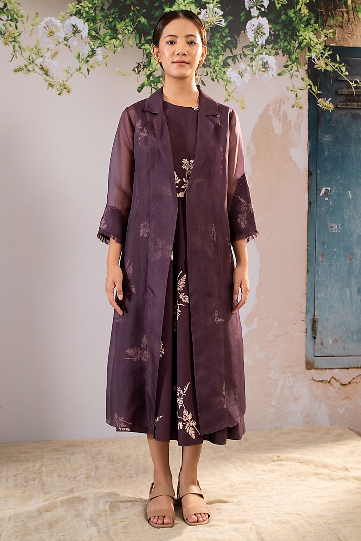 Lavender Bemberg Printed Jacket Dress by Arcvsh by Pallavi Singh