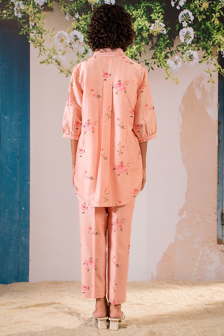 Pink Silk Chanderi Digital Printed Co-Ord Set by Arcvsh by Pallavi Singh at Pernia's Pop Up Shop