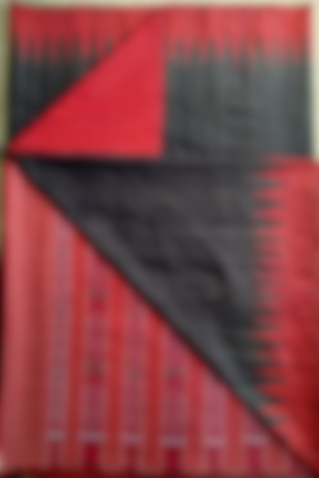 Black & Red Handwoven Tie-Dye Saree by Abhiram Das at Pernia's Pop Up Shop