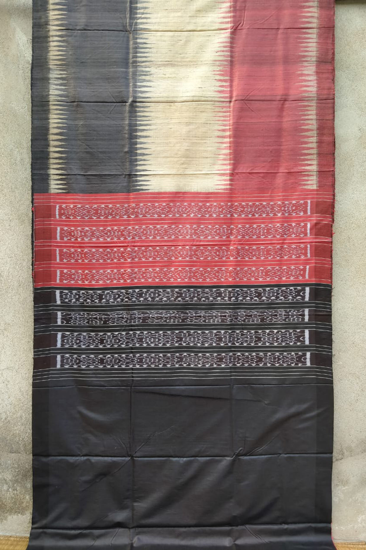 Multi Colored Handwoven Tie-Dye Saree by Abhiram Das at Pernia's Pop Up Shop