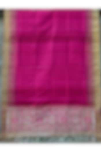 Fuchsia Handwoven Tie-Dye Dupatta by Abhiram Das