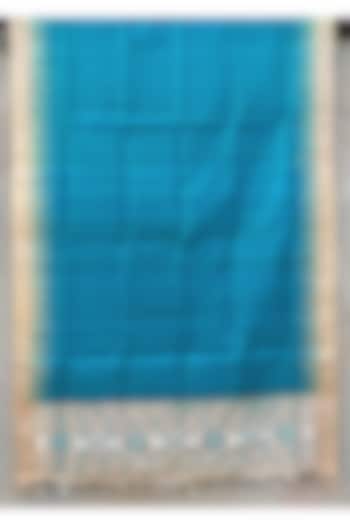 Sky Blue Handwoven Tie-Dye Dupatta by Abhiram Das