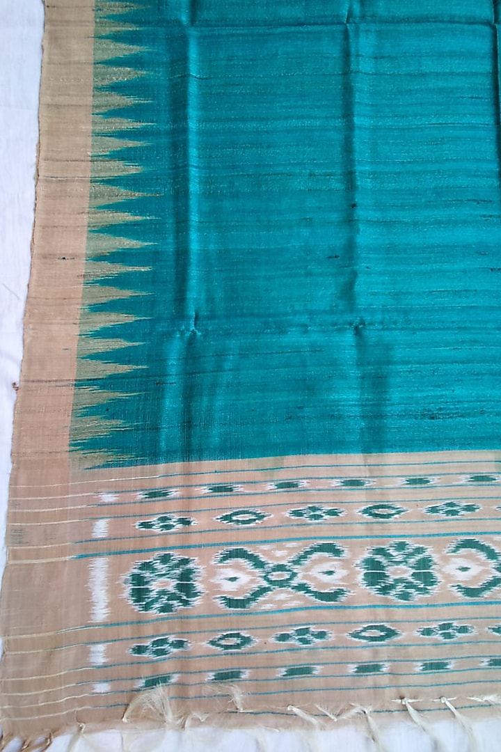 Sky Blue Handwoven Tie-Dye Dupatta by Abhiram Das at Pernia's Pop Up Shop
