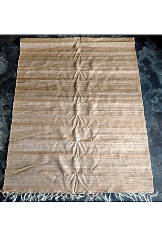 Beige Handwoven Handspun Tussar Dupatta by Abhiram Das