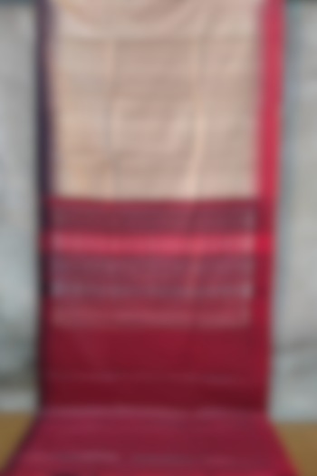 Beige & Red Handwoven Tie-Dye Saree by Abhiram Das