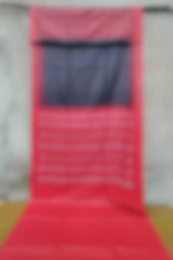 Black & Red Handwoven Saree With Tie-Dye by Abhiram Das