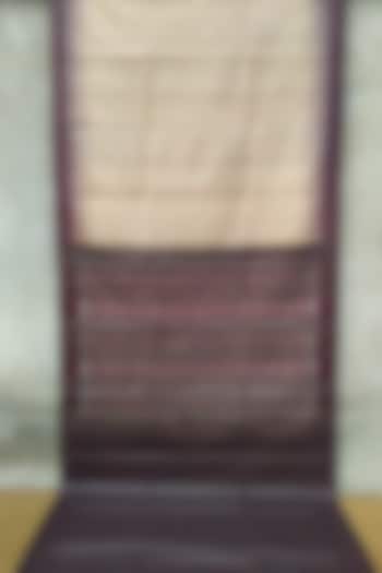 Beige & Brown Handwoven Tie-Dye Saree by Abhiram Das