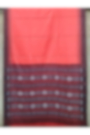 Red & Black Handwoven Tie-Dye Saree by Abhiram Das